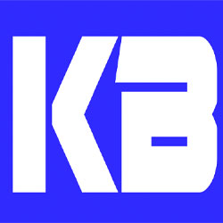 Kinetic Builders Corp. logo featuring bold white letters "KB" on a blue background, representing the company's commitment to commercial construction and experienced leadership.
