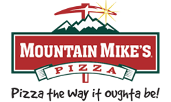 Mountain Mike's Pizza logo featuring mountains and a pizza theme, representing quality dining experience in a commercial construction context.