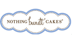 Nothing Bundt Cakes logo featuring a whimsical cloud design with the brand name in elegant script, representing quality baked goods and dessert catering services.