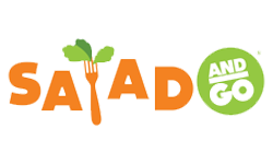 Salad and Go logo featuring a fork and leafy greens, symbolizing fresh and healthy food options for commercial construction projects.